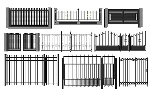 modern railing villa railing iron door 3d model