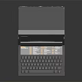 Vintage Portable Computer Classic Design Featuring Screen Displaying Yellow Text And Black Key Keyboard 3d model