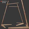 Modern Wooden Floor Lamp With Crossed Frames And Red Wires Design
