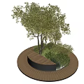 Comfortable Outdoor Chair On Circular Wooden Platform With Trees And Bushes