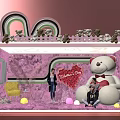 Pink Themed Photo Spot With Giant Teddy Bear Heart Decoration And People Taking