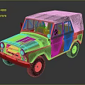 Brown Vintage Off Road Car With Black Soft Top And Retro Design