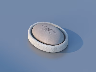 Oval Stone Base With Engraved Decorative Stone On Blue Background 3d model