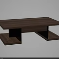 Modern Rectangular Wooden Coffee Table With Lower Storage Shelves Simple Design 3d model