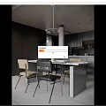Elegant Modern Restaurant Interior With Marble Dining Table Black And Beige Chairs Pendant Light