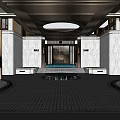 Grand Hotel Entrance With Symmetrical Marble Facade Wooden Roof And Glass Windows Design