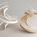Elegant Modern Spiral Staircase Design With Glass Railing And Wooden Treads