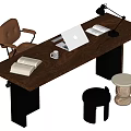Middle style desk and chair combination 3d model