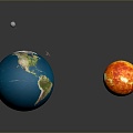 Sun Moon Solar System Saturn Jupiter Mars Earth Pluto Neptune Venus celestial body 3d model