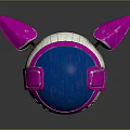 Smart Machine With Spherical Design Pink Ears Blue Face And Glowing Pixel Smiley
