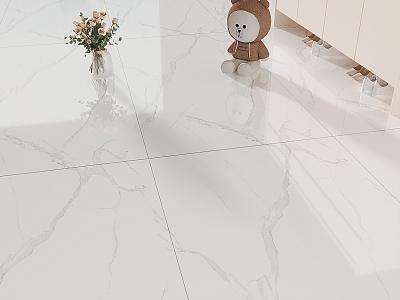 Modern Marble Tile White Marble Floor Tile Living Room Warm White Marble Tile Plush Toy Ornaments Vase Flower Art model