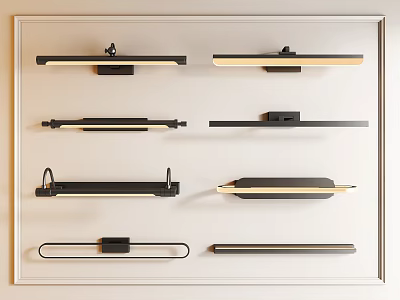 Various Modern Wall Lamps in Different Designs Showcased on White Background 3d model