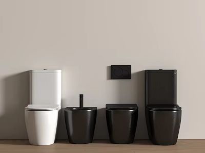 Contemporary Toilet Designs With White And Black Color Options For Modern Bathroom 3d model