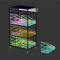 Blue Metal Shelf Unit with Multiple Shelves Detachable Basket and Rolling Casters
