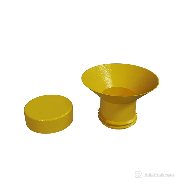 Yellow Plastic Lid And Funnel Base Components For Industrial Applications 3d model 