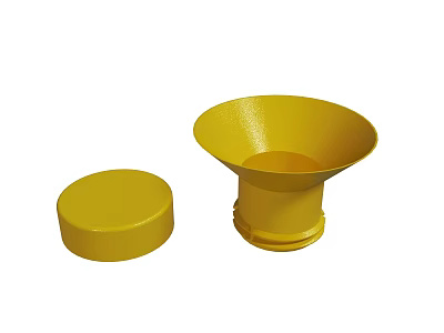 Yellow Plastic Lid And Funnel Base Components For Industrial Applications 3d model
