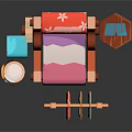 Wooden Children's Toy Equipment with Colorful Slide Hanging Clothes and Stacked Blocks
