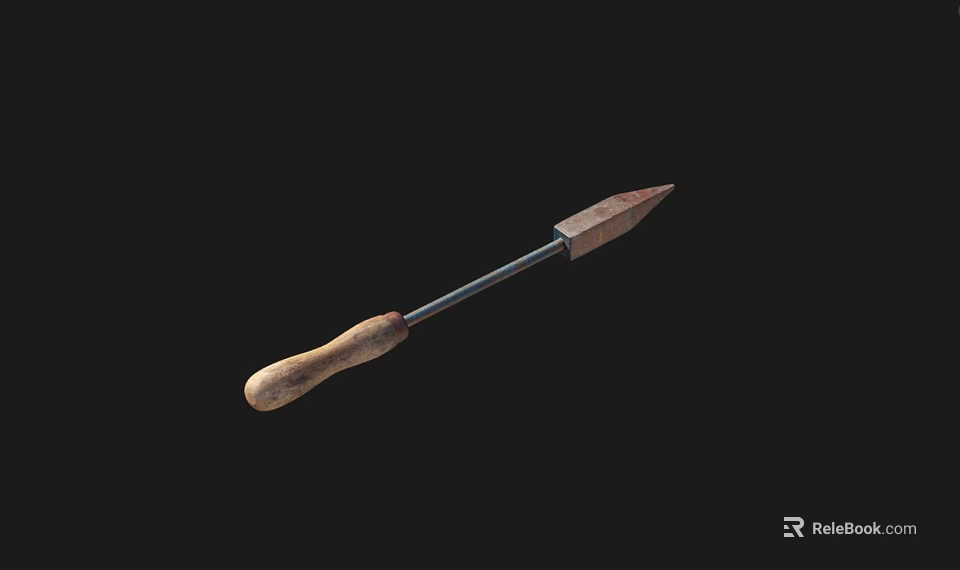 Professional Hardware Chisel Tool with Wooden Handle and Sharp Metal Blade 3d model