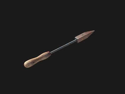 Professional Hardware Chisel Tool with Wooden Handle and Sharp Metal Blade 3d model