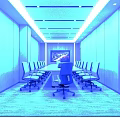 Modern Front Desk Reception Interior With Wooden Walls Sofa Coffee Table And City View
