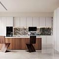 Modern open kitchen cabinet cooking table 3d model