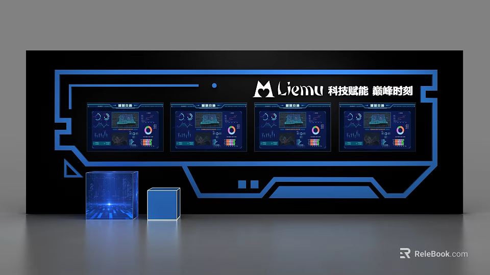 High Tech Commercial Equipment Featuring Multiple Digital Display Screens And Control Systems 3d model