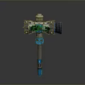 Blue Mechanical Weapon With Barrel Support Structure And Metal Components Design