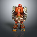 Mythical Warrior Character With Horned Creature Features Armored Body Tribal Markings And Clawed Feet