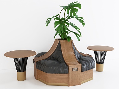 Modern Card Seat Outdoor Card Seat Sofa Round Green Plant Card Seat Landscape Seat Tree Pool 3d model