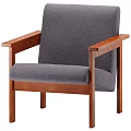 Modern Accent Chair With Gray Fabric Cushion And Wooden Armrests Frame Design