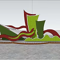 Decorative Flower Planter With Colorful Geometric Shapes And Vibrant Flowers