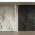 Light And Dark Textured Background Wall With Green Plant And Wooden Floor