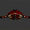 Ornate Red And Gold Fantasy Warrior Armor With Horned Design And Intricate Details