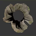 Natural Wooden Stone Tree Stump Sculpture With Textured Base For Home Decor