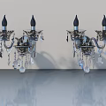Elegant Silver Crystal Wall Sconces With Black Candle Bulbs And Pendants 3d model