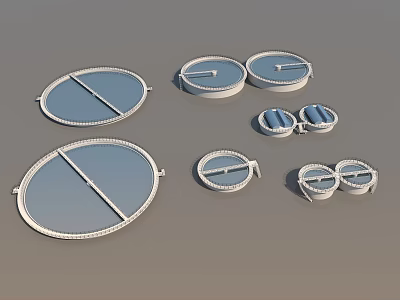 Industrial Equipment Various Sizes Round Viewing Windows With Metal Frames And Transparent Panels 3d model