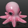 Cute Pink Octopus Toy With Big Eyes White Spots And Pink Patterned Tentacles