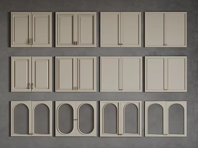 Cabinet Hardware Tools For Various Styles Of Cabinet Doors Different Shapes Glass Panels Beige Gray 3d model