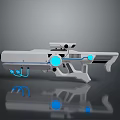 Futuristic Sci Fi Weapon With White Body Blue Glowing Elements And Scope Design 3d model