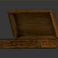 Handcrafted Open Wooden Box With Intricate Carved Patterns And Decorative Design