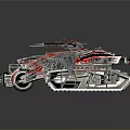 Artistic Metal Model Car Featuring Intricate Red Black Silver Patterns And Detailed Structure