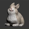 Cute Sitting Rabbit 3D Model Featuring Long Ears Light Brown And White Fur