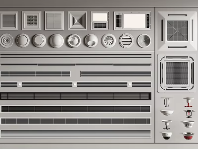 Multiple Air Conditioner Vents Designs Including Grille Round And Rectangular Styles 3d model