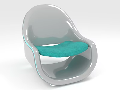 Modern Single Chair With Gray Frame And Turquoise Cushion For Living Room 3d model