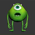 Green One Eyed Monster With Large Eye Sharp Ears Small Arms And Legs