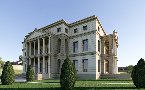 European villa single-family villa French villa 3d model