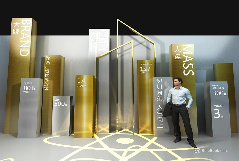 Big Brand Mass Growth In Shenzhen Eastward 15 Years Symbiotic Development With Data Indicators 3d model 