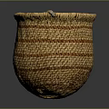 Handwoven Striped Storage Basket For Daily Household Use With Natural Material And Crafted Design