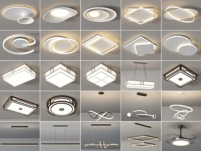 Ceiling Lamp Living Room Main Lamp Cream Fengyun Duo Square Dining Room Lamp Bedroom Lamps Combination Chandelier Nordic 3d model