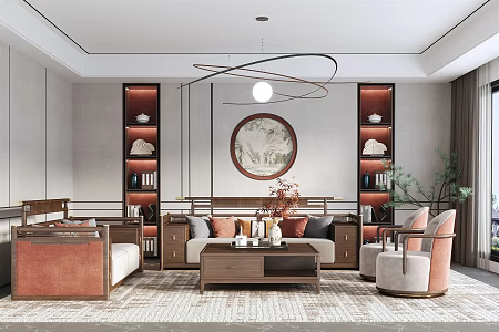 New Chinese Living Room 3d model